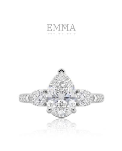 A ring of sterling silver and moissanite diamond