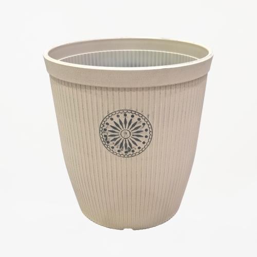 مركن زرع فايبر مدور كريمي