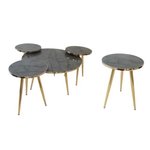 طقم طاولات رمادي بأرجل ذهبي