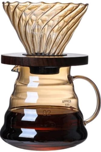 طقم قهوة V60 سيرفر مع قمع 02 عسلي