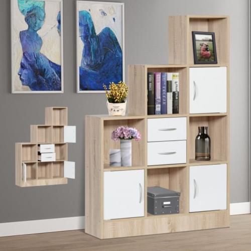 وحدة تخزين رفوف وأدراج خشب ماليزي متعددة الإستخدام