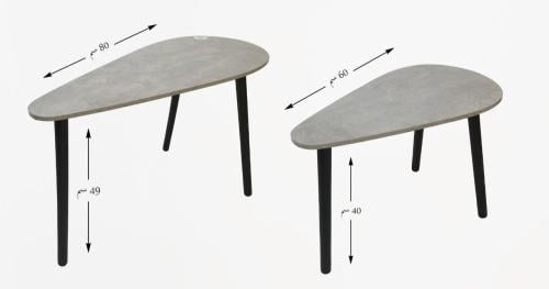 طقم طاولة خشب 2حبة رصاصي برجل اسود