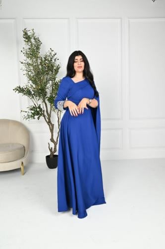 فستان ازرق بكيب طويل منسدل