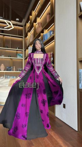 فستان لونين ملكي بتصميم وأناقة راقية |A171