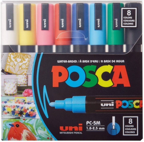 Posca - طقم ماركرز 8 ألوان مختلفة - 1.8-2.5 mm