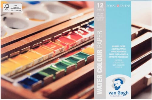 كراسة ألوان مائية 12 ورقة بيضاء من فان جوخ 13.5x21...