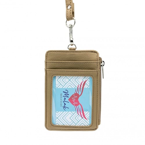 حامل البطاقة على الرقبة من الجلد الفاخر