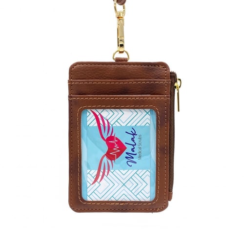 حامل البطاقة على الرقبة من الجلد الفاخر