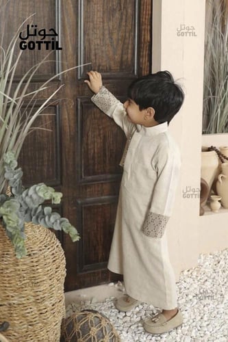 ثوب أطفال لنن للعيد