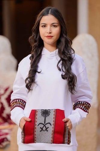 بلوفر سدو تطريز تراثي لون ابيض