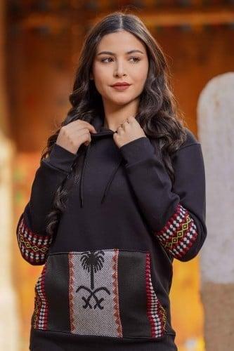 بلوفر سدو تطريز تراثي لون اسود
