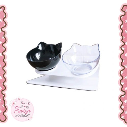 وعاء مزدوج - اسود وشفاف - مع قاعدة