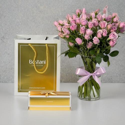 فازة ورد + شوكلاتة بستاني