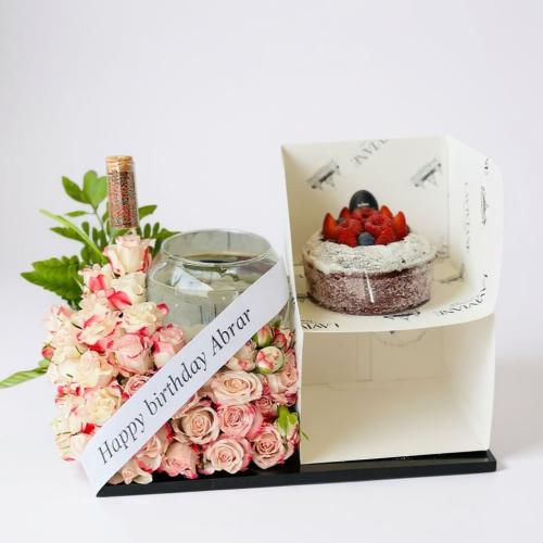 كيك لافيفيان مع تنسيق فازة السمك