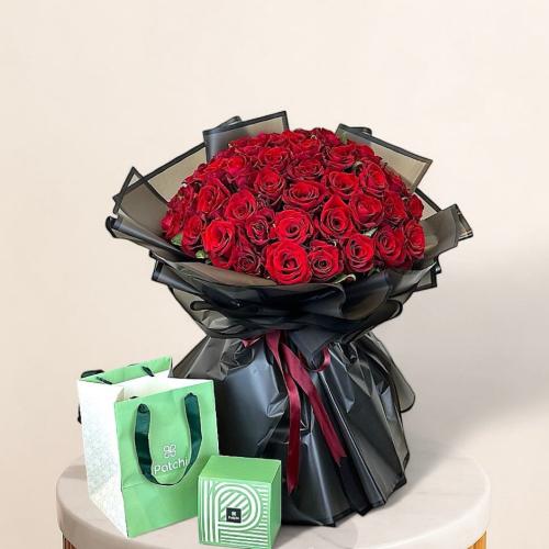 باقة ورد طبيعي + باتشي