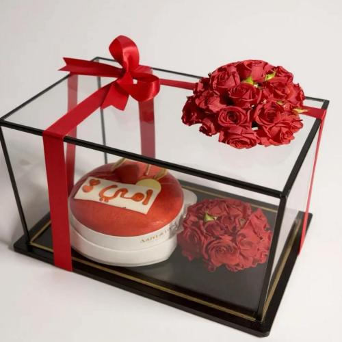 باقة ورد وكيك امي