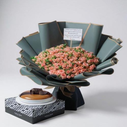 باقة ورد طبيعي + كيك اني وداني