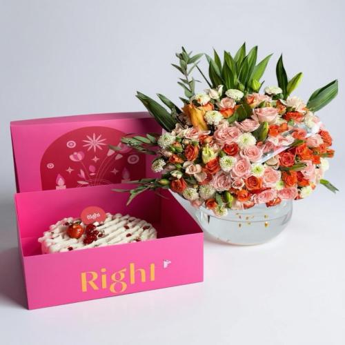 فازة ورد طبيعي + كيك رايت RIGHT