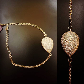 أسورة يد قطرة الماء مرصعة بالكريستال ومطلية بالذهب