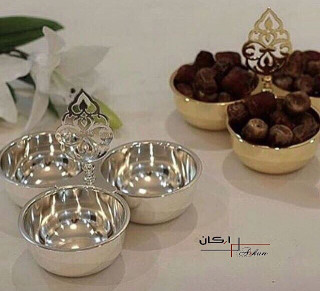 صحن مكسرات ثلاثي فضي
