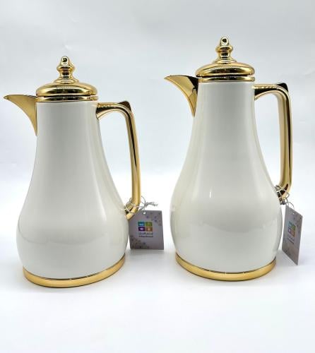 طقم ثلاجات - ترمس - شاي و قهوة كارينا لونين ابيض ذ...