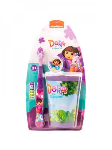 فرشاة أسنان دورا للأطفال مع غطاء للسفر وكوب شفط