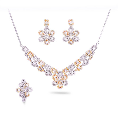 نصف طقم بلون ذهبي وفضي بتصميم أنيق