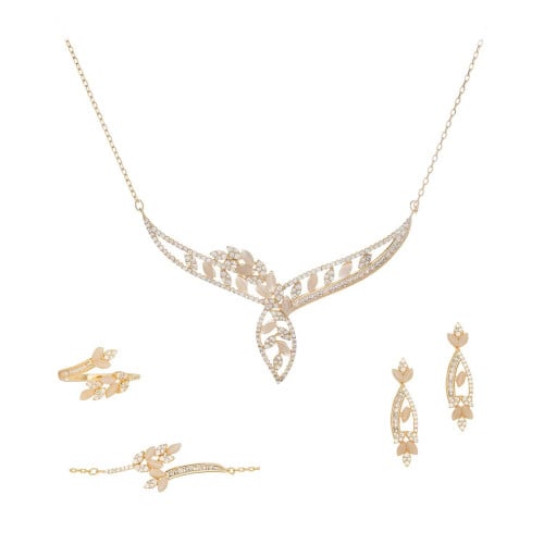 طقم سهره بلون ذهبي بتصميم أنيق