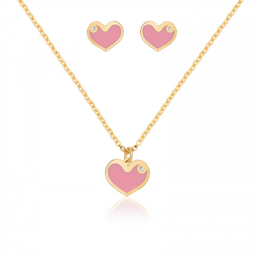 طقم سلسال وأقراط ليساندرا Lysandra باللون الذهبي ا...