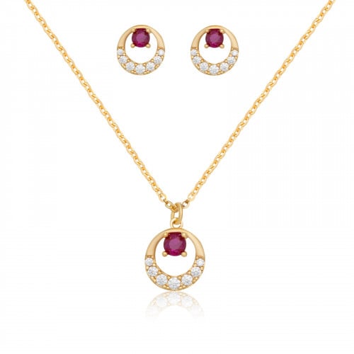 طقم سلسال وأقراط سولين Solene باللون الذهبي الطبي