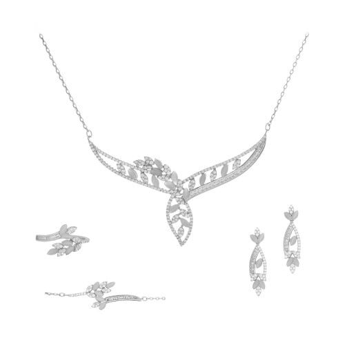 طقم سهره بلون فضي بتصميم أنيق