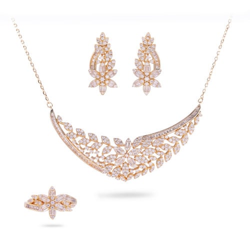 نصف طقم بتصميم ناعم باللون الذهبي