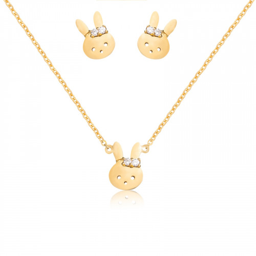 طقم سلسال وأقراط ميليورا Meliora الذهبي الطبي