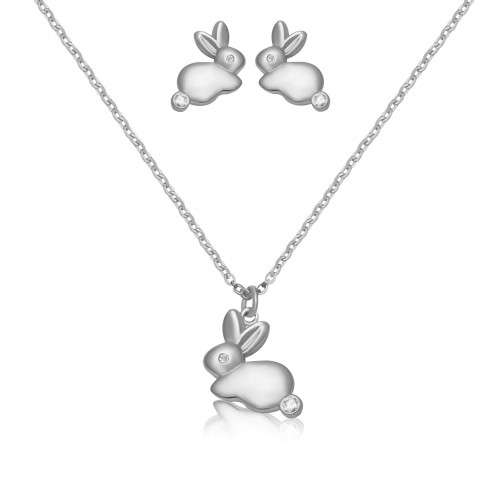 طقم سلسال وأقراط كروت Carrot الفضي الطبي