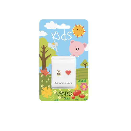 أقراط هارت بير Heart Bear الفضية الطبية