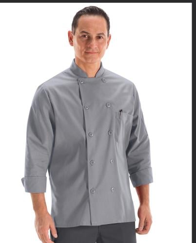 جاكيت شيف احترافي عالي الجودة للمطاعم والفنادق. خامات مريحة ومقاومة للبقع مع تهوية