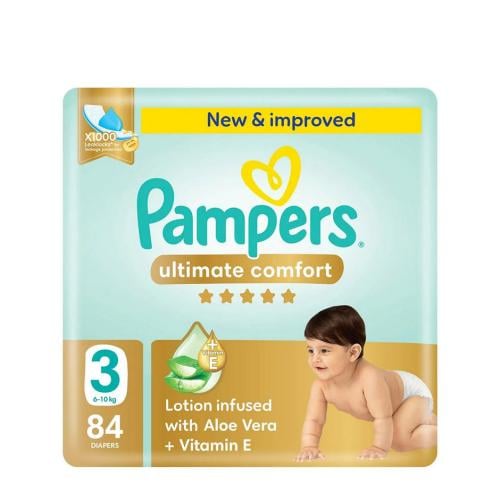 بامبرز حفاضات أطفال عنايه فائقه ميجا رقم 3 عدد 84...