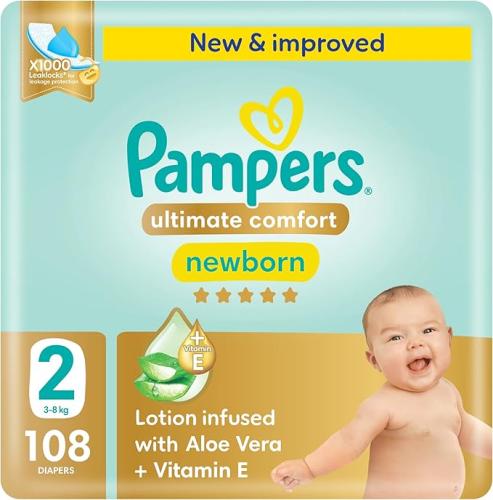 بامبرز حفاضات أطفال عنايه فائقه بالصبار والفيتامين...