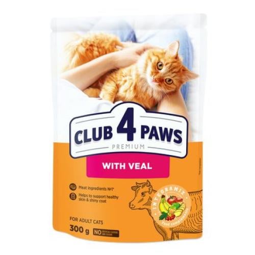 طعام جاف للقطط البالغة بلحم العجل CLUB 4 PAWS
