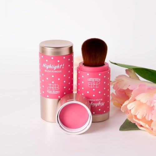 احمر خدود مع فرشة 2 في 1