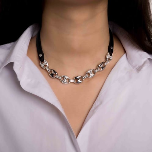 طقم سلاسل 3 قطع ( على شكل ثعبان و جلد شاين زركون و...