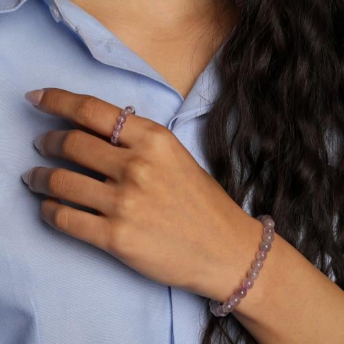 سواره و خاتم من أحجار طبيعي باللون البنفسجي الأنيق