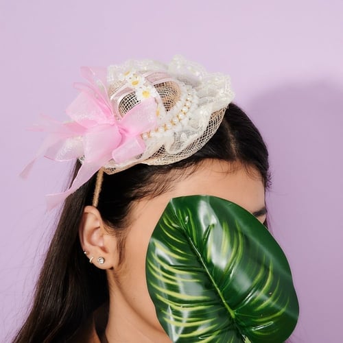 طوق اطفال قبعة دانتيل فيونكة