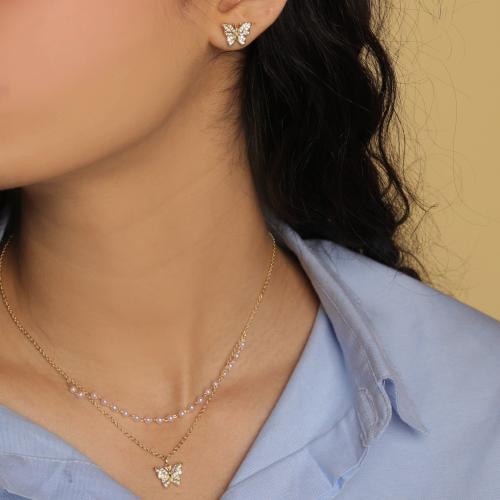 طقم مجوهرات فراشة سلسال دورين لولو و حلق