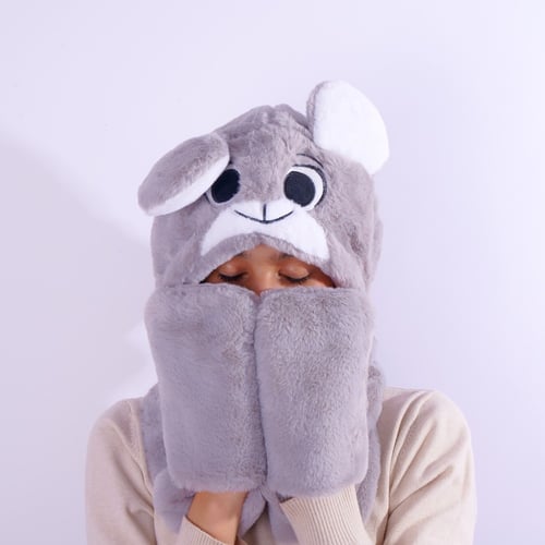 غطاء رأس شتوي مع وشاح