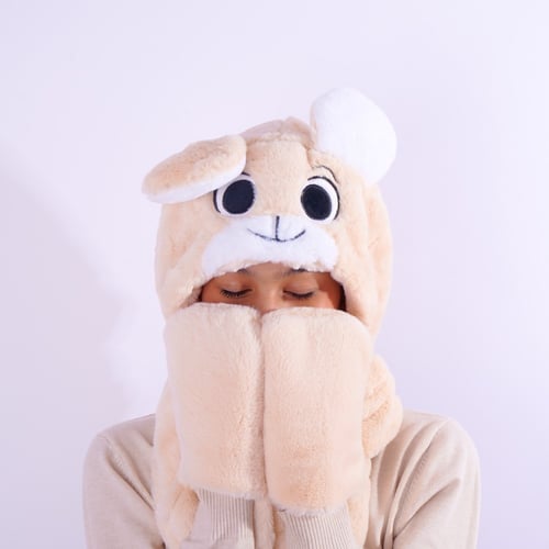 غطاء رأس شتوي مع وشاح