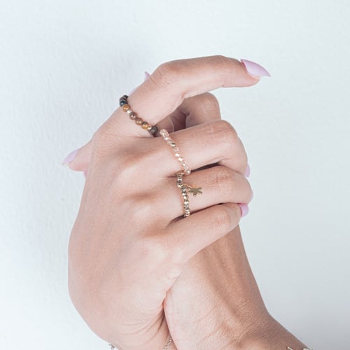 خاتم خرز 3 قطع مع وردة