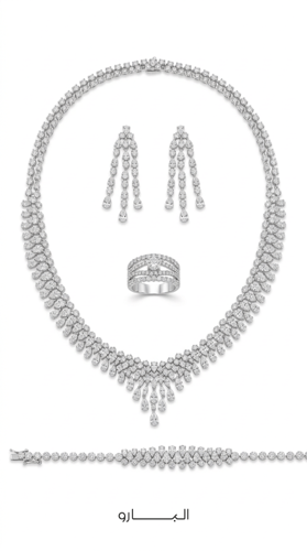 A luxurious cascading set, brilliantly inlaid with...