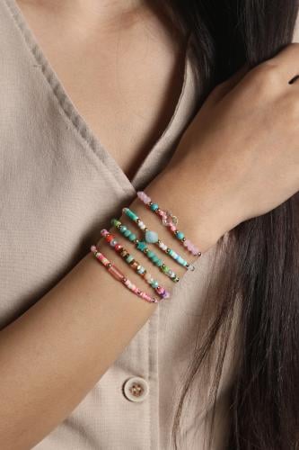 مجموعه اساور مرصع بالخرز بتصميم قلوب و نجمه