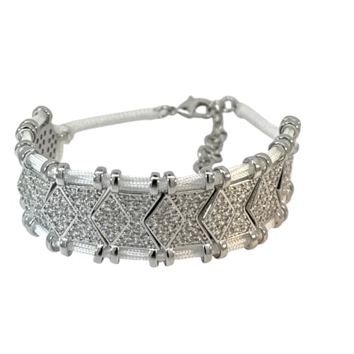 اسواره أبيض فضي بلمع الزيركون بتصميم عصري - اسوارة...